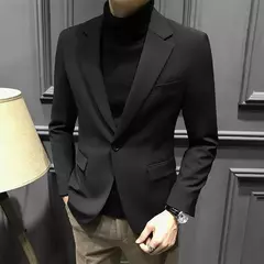 Blazer fino de negócios masculino, roupas estilo coreano, casaco casual, terno elegante, jaquetas marrons, de alta qualidade, 2024 - loja online