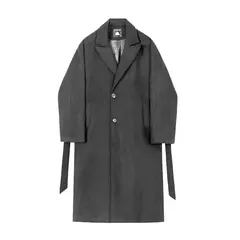 Imagem do IEFB-Sobretudo de lã de peito único masculino, casaco casual solto, manga longa, tendência coreana, moda outono, inverno, novo, 9D1655