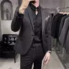 Conjunto de terno slim fit masculino, jaqueta blazers, calça, colete, moda casamento empresarial, roupas de anfitrião, casaco, calças, colete, novo, 2023, 3 peças
