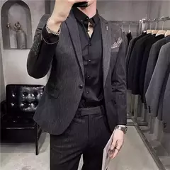 Conjunto de terno slim fit masculino, jaqueta blazers, calça, colete, moda casamento empresarial, roupas de anfitrião, casaco, calças, colete, novo, 2023, 3 peças