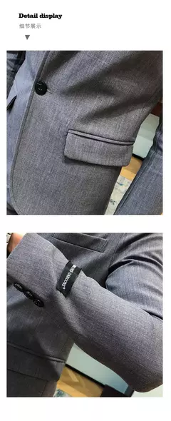 New (Blazer+ Pants) Men's Fashion Business Korean Version of Gentleman Zhongshan Stand Collar Casual British Style 2-piece Set