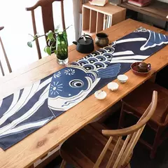 Simples chinês Lotus Table Runner, japonês Wave Table Flag, Koi Fish Toalha de Mesa, Acessórios para Cerimônia do Chá, Estilo Nacional - comprar online