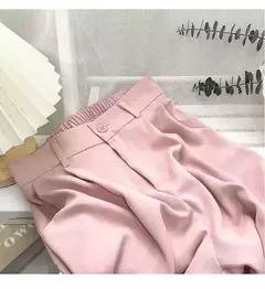 Calça feminina elástica de cintura alta, calça feminina do escritório, casual solta streetwear, reta, preta, nove pontos, moda, outono, primavera