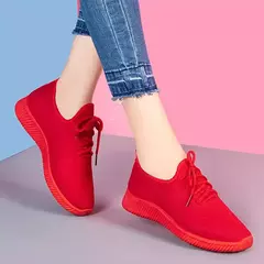 Sapatos casuais Red Air Mesh para mulheres, tênis feminino, tênis respirável, Basket Femme, esportes de ginástica, 2022 - loja online