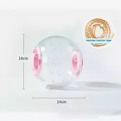 Bola de exercício de hamster transparente, roda de bola de corrida com corda de tração para animais pequenos, suprimentos para animais de estimação 14cm/18/cm