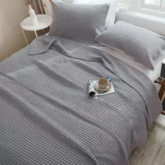 Imagem do Colcha de Algodão Xadrez Waffle, Cobertor Macio, Sofá Cobertor, Respirável Japão Ar Condicionado, Verão Quilt Cobertores para Camas