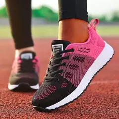 Sapatilhas respiráveis para mulheres, sapatos de caminhada plana, sapatos de malha vulcanizada, calçado feminino com renda, moda feminina, novo, 2022, 2024 - Wolf Magazine