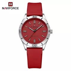 Naviforce relógio de pulso feminino simples, pulseira de silicone impermeável, novo design, moda, para senhoras, 2024