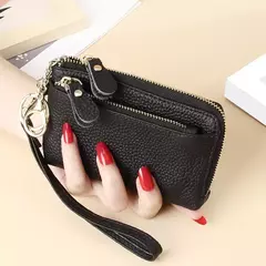 Royal Bagger-carteira curta para mulheres, couro genuíno de vaca, bolsa de embreagem fofa, porta-moedas com zíper, porta-cartão com chaveiro, na moda - Wolf Magazine
