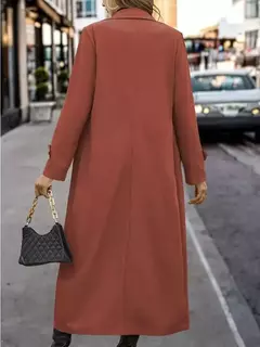 Imagem do Trench coat de Natal para mulheres, casaco de manga comprida com botões, lapela solta, roupas ao ar livre, moda, outono e inverno, 2024