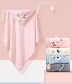 Toalha de banho com capuz animal para bebês, cobertor macio, envoltório Swaddle para dormir quente para meninos e meninas, roupão infantil - comprar online