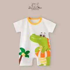 Macacão fino dos desenhos animados para bebês meninos e meninas, macacão de manga curta, macacão infantil recém-nascido, traje de verão, novo, 0-2 anos na internet