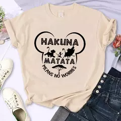 T-shirt do Rei Leão Disney para mulheres, top Kawaii engraçado, camiseta Harajuku, roupas femininas, Hakuna Matata, anos 90 - loja online