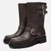 Bota de salto baixo de dedo redondo feminina, fivela curta, moda casual, monocromática, venda quente, primavera e outono, 2024