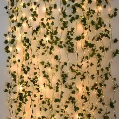 Luzes de folha verde para decoração, Videira artificial Ivy, Luz de fada para festa de casamento, Natal, Planta de parede, 2m-10m - loja online