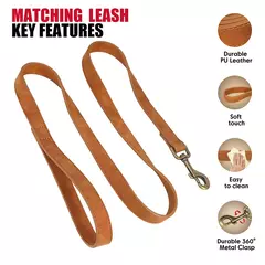 Ajustável coleira de couro PU e trela, durável pet coleiras, chumbo corda, colar macio, pequeno, médio, cães grandes, buldogue - comprar online