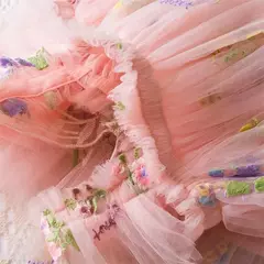 Imagem do Vestido de malha bordado feminino, Alça de fada, Asas de arco traseiro, Princesa, Aniversário, Doces Bebés, Verão