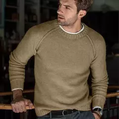 Imagem do Casual Slim Fit masculino malha camisola, o-pescoço malhas, pulôver monocromático, outono, inverno, conforto, novo, S-3XL