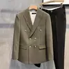 Blazer fino de negócios masculino, roupas estilo coreano, casaco casual, terno elegante, jaquetas marrons, de alta qualidade, 2024