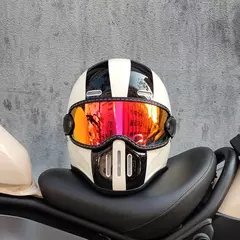 Capacete retrô ORZ, capacete integral de fibra de vidro, motorista de corrida caf é, concha leve, capacete de motocicleta, couro retrô na internet
