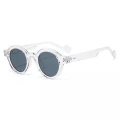 Óculos redondos punk para homens e mulheres, tons de cor dupla, decoração rebites retrô, moldura de lente clara, tendência, UV400