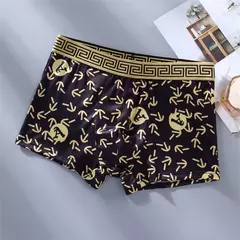 Roupa interior de algodão confortável masculina, Boxers preto e dourado, moda, na internet