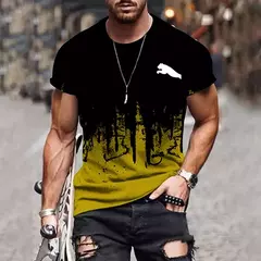 T-shirt estampada em gradiente masculino, camisa de manga curta, roupa casual ao ar livre, tamanho grande, moda street, 2024 - Wolf Magazine