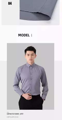 Camisa de negócios de cor sólida masculina, Moda formal, Fino, Clássico, Básico, Casual, Fino, Branco, Manga comprida, Social, Roupas de marca, Novo - Wolf Magazine