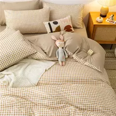 Imagem do Preto branco pequenos verifica impresso conjunto de cama floral capa edredão fronha conjunto cama folha colcha único rainha rei tamanho