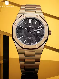 Sapphero ouro rosa para homens relógios octagonais 30m relógios à prova dwaterproof água relógio de quartzo masculino negócios moda relógios para homem watche