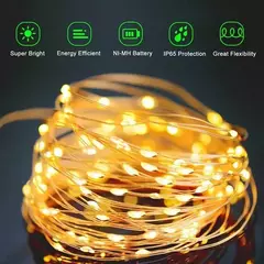Impermeável cobre fio LED String Lights, Solar Power Lamp, jardim ao ar livre, casamento, festa de Natal, guirlanda, fada, 100 - loja online