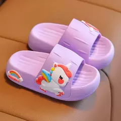 Chinelos de unicórnio de desenhos animados para crianças, Home Flip Flops, antiderrapante, sola grossa, slides do banheiro, bebês, crianças, verão, 2 a 8 anos