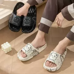 Urso de desenho animado para homens e mulheres, chinelos macios antiderrapantes, sandálias de conforto feminino, chinelos de casal, moda, verão - loja online