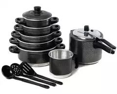 Jogo De Panela 5 Pçs + Fervedor 12 + Panela De Pressão 4,5 L Craqueada maçãSTORE