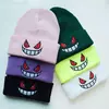 Boca olhos bordados elasticidade desenhos animados gorro inverno manter quente moda outono friso mulher masculino chapéu de malha crânio boné