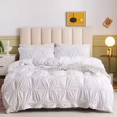 Wostar verão branco pitada plissado capa de edredão 220x240cm luxo cama casal colcha conjunto cama rainha king size consolador capa - Wolf Magazine