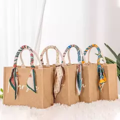 Sacolas de juta com lenço para dama de honra, bolsa de praia retro, despedida de solteira personalizada, presentes para namorada - Wolf Magazine