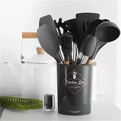 12pçs panelas de cozinha de silicone, panelas resistentes ao calor, panelas antiaderentes, ferramentas de cozinha com caixa de armazenamento na internet