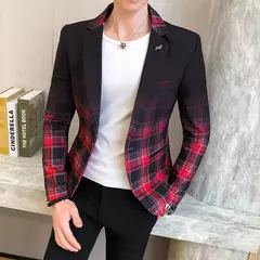 Jaqueta de terno casual xadrez masculina, baile masculino, blazer social, casaco fino, roupa de anfitrião, moda boutique - Wolf Magazine