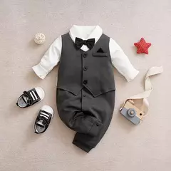 0-18m roupas para recém-nascidos cavalheiro bonito terno de festa formal algodão confortável macio primavera e outono manga comprida bodysuit do bebê - loja online
