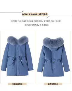 Parka longa de lã com capuz feminino com gola de pele, casaco fino, roupas acolchoadas, neve quente, moda inverno, novo, 2023
