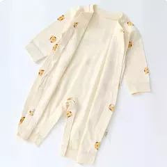 Urso dos desenhos animados impresso macacão para bebê recém-nascido, Onesie, macacão coreano, roupa infantil, roupas de meninos e meninas, 1 pc, outono