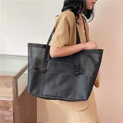 Bolsa de praia de malha portátil para mulheres, maquiagem, bolsa de lavagem, organizador de banho, Shopper Totes, verão
