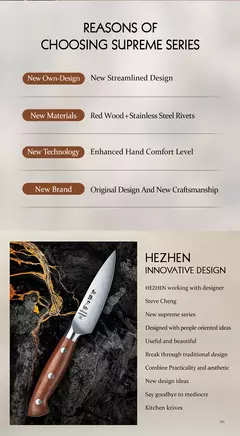HEZHEN-Aço e Madeira Red Handle Kitchen Knife Set, Tesoura Titular, Nitidez Rod, Acessórios, 1.4116 Aço, 8 PCs na internet
