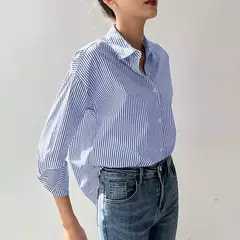 ZANZEA-Blusa feminina listrada de manga comprida, tops de túnica com botões, camisas elegantes, casual e elegante, verão, 2023 na internet