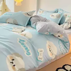 Egw-roupa de cama para menino e menina, jogo de cama com desenhos animados, cinza, leão, rosa, urso, fronha, impresso, casa, criança, 3pcs - comprar online