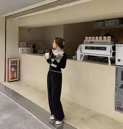 Imagem do Calças de sino soltas de cintura alta com forro felpudo feminino, calça casual, esportes quentes espessados, calças de perna reta, outono, inverno