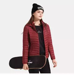 Jaqueta Santelon feminina ultraleve acolchoada com capuz removível parka ao ar livre quente e leve com bolsa de armazenamento na internet
