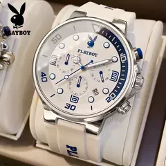 PLAYBOY-Relógios de pulso quartzo impermeável masculino, relógios esportivos, pulseira de silicone, relógio de luxo, marca top, 2022