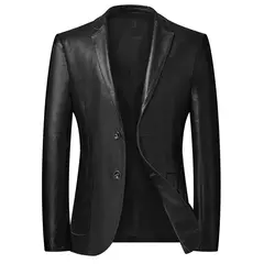 Faux PU Couro Jaqueta Da Motocicleta para Homens, Terno Masculino Outwear, Casacos Pretos, S-5XL